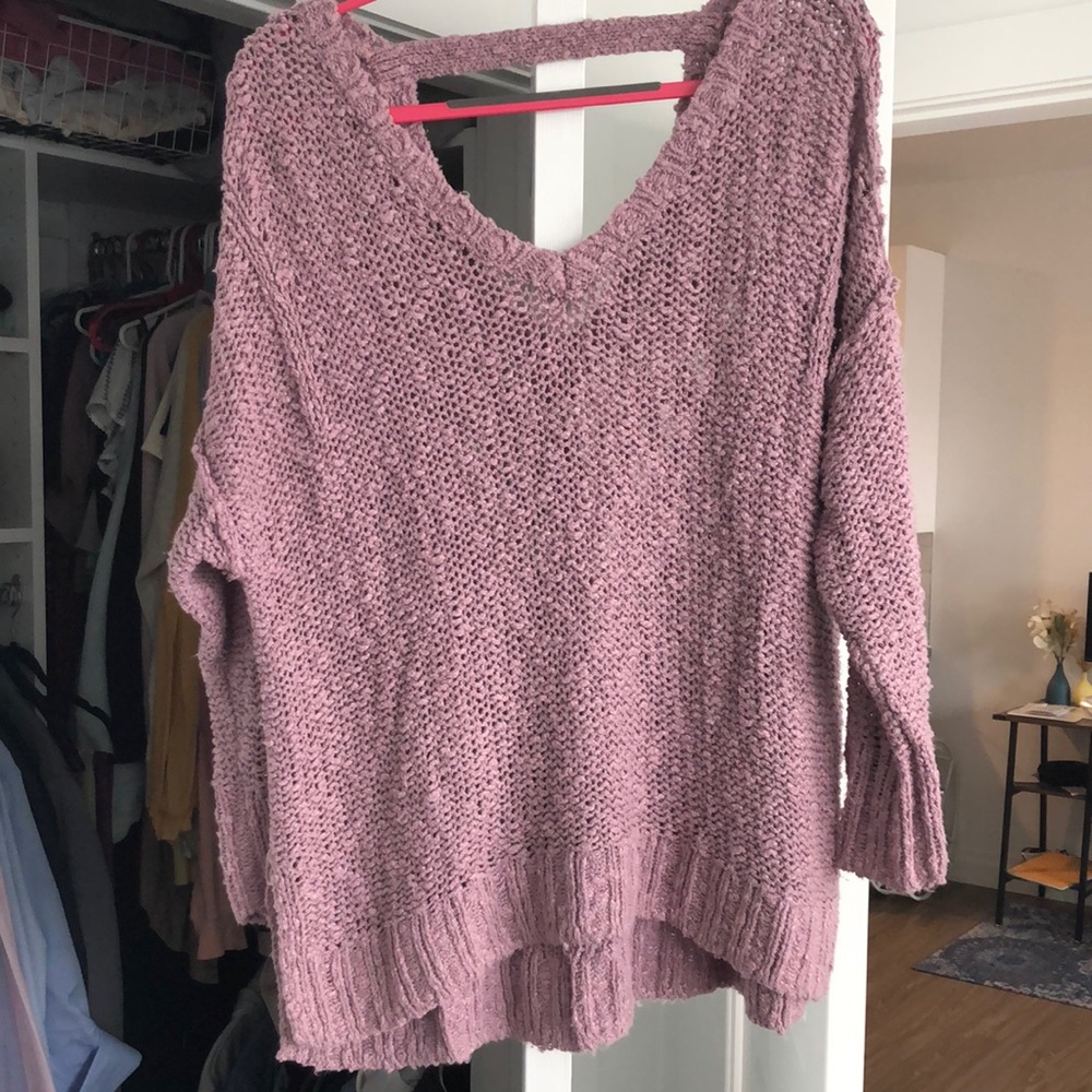 Oversized Mauve Distressed Sweater
